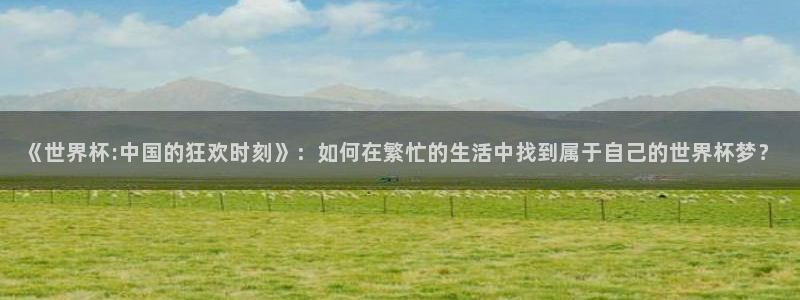 2026年世界杯直播平台：《世界杯:中国的狂欢时刻》：如何在繁忙的生活中找到属于自己的世界杯梦？